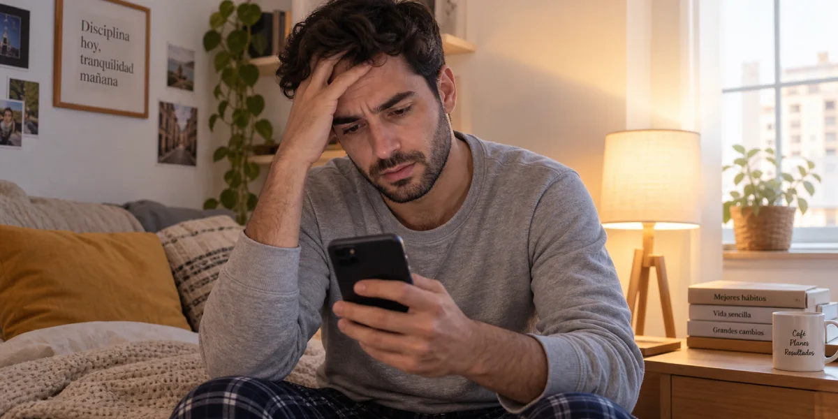 Persona revisando en el móvil deudas de minicréditos online antes de cancelarlas con la Ley de Segunda Oportunidad