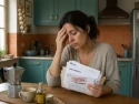 Mujer con cartas de impago